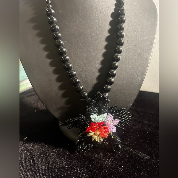 Handmade Needlework with Beaded Multicolor Bright Flower Necklace Gift 🎁 - Picture 12 of 15